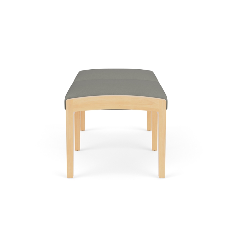 Lesro Industries Wood Waiting Reception 2 Seat Bench Wood Frame in Gray