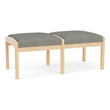 Lesro Industries Wood Waiting Reception 2 Seat Bench Wood Frame in Gray