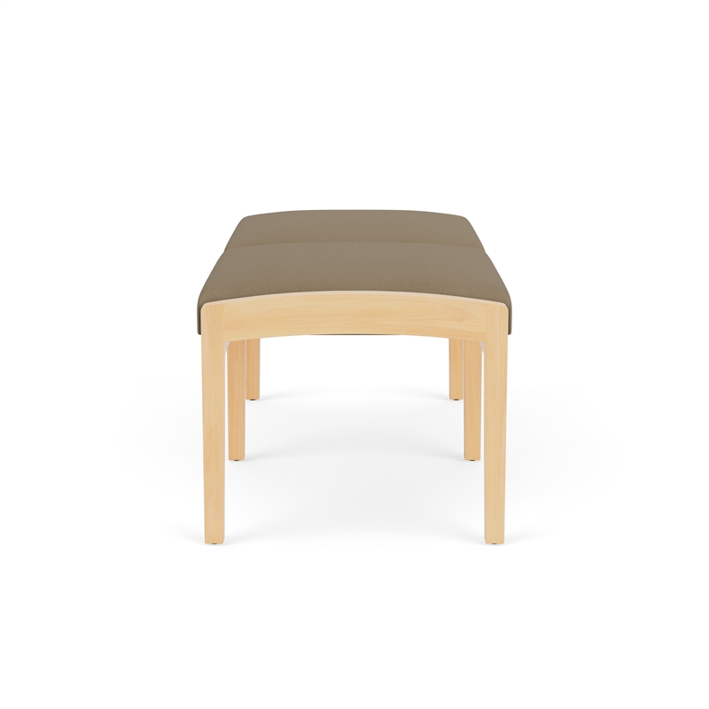 Lesro Industries Wood Waiting Reception 2 Seat Bench Wood Frame in Brown