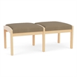 Lesro Industries Wood Waiting Reception 2 Seat Bench Wood Frame in Brown