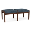 Lesro Industries Wood Waiting Reception 2 Seat Bench Wood Frame in Blue