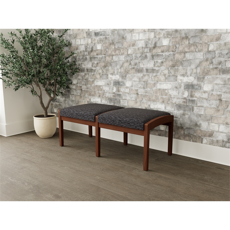 Lesro Industries Wood Waiting Reception 2 Seat Bench Wood Frame in Black