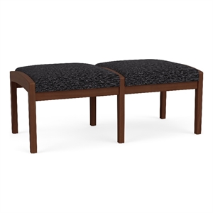 Lesro Industries Wood Waiting Reception 2 Seat Bench Wood Frame in Black