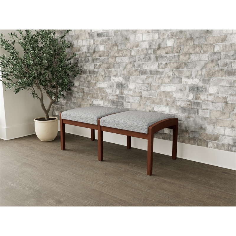 Lesro Industries Wood Waiting Reception 2 Seat Bench Wood Frame in Gray