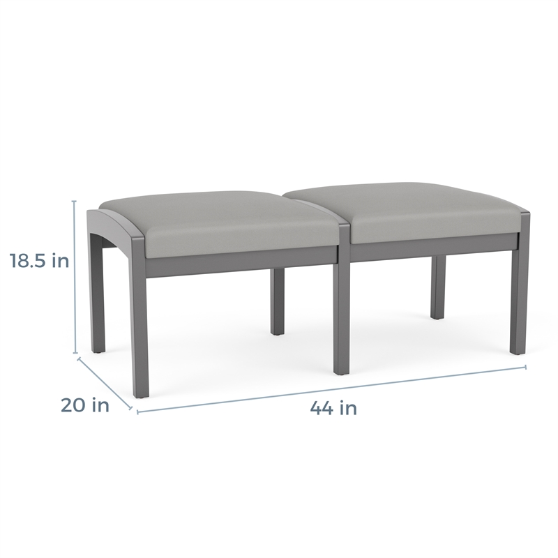 Lesro Industries Wood Waiting Reception 2 Seat Bench Wood Frame in Gray