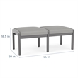 Lesro Industries Wood Waiting Reception 2 Seat Bench Wood Frame in Gray