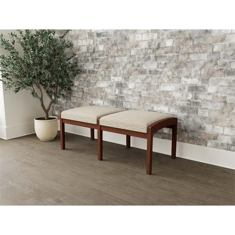 Lesro Industries Wood Waiting Reception 2 Seat Bench Wood Frame in Brown