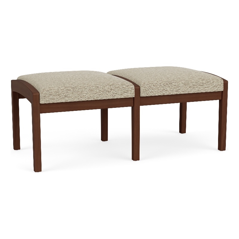 Lesro Industries Wood Waiting Reception 2 Seat Bench Wood Frame in Brown