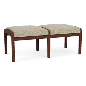 Lesro Industries Wood Waiting Reception 2 Seat Bench Wood Frame in Brown
