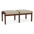 Lesro Industries Wood Waiting Reception 2 Seat Bench Wood Frame in Brown