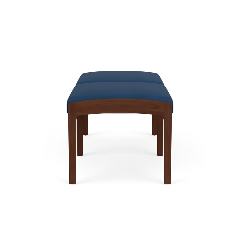 Lesro Industries Wood Waiting Reception 2 Seat Bench Wood Frame in Blue