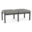 Lesro Industries Wood Waiting Reception 2 Seat Bench Wood Frame in Gray
