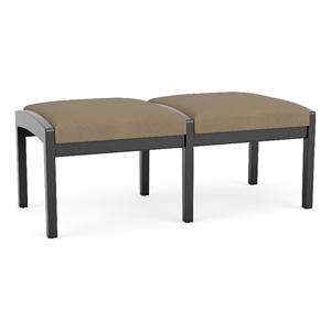 Lesro Industries Wood Waiting Reception 2 Seat Bench Wood Frame in Brown
