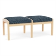Lesro Industries Wood Waiting Reception 2 Seat Bench Wood Frame in Blue