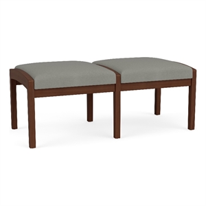 Lesro Industries Wood Waiting Reception 2 Seat Bench Wood Frame in Gray