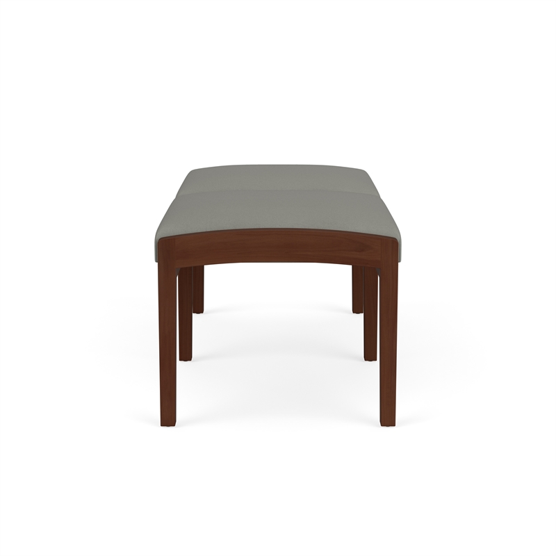Lesro Industries Wood Waiting Reception 2 Seat Bench Wood Frame in Gray