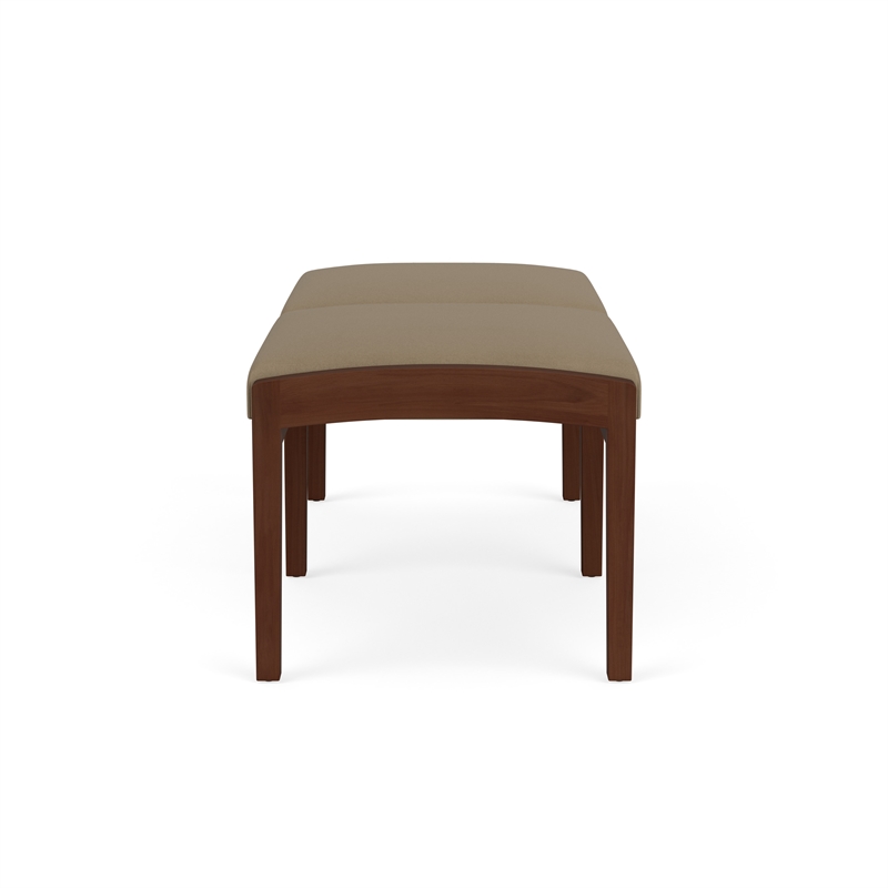 Lesro Industries Wood Waiting Reception 2 Seat Bench Wood Frame in Brown