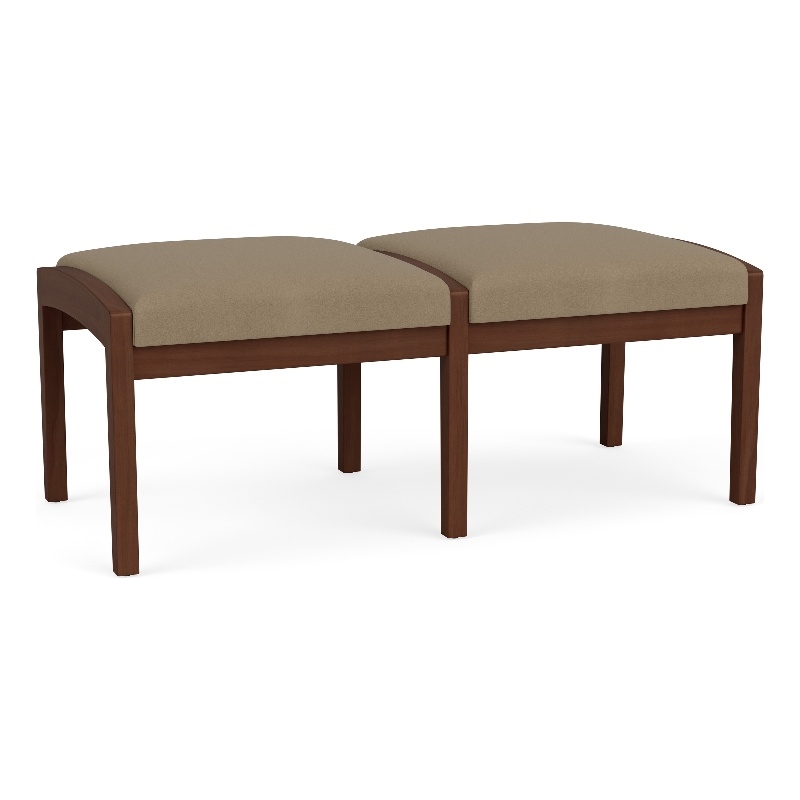 Lesro Industries Wood Waiting Reception 2 Seat Bench Wood Frame in Brown