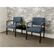 Lesro Industries Wood Reception 2 Chairs With Center Table in Blue