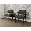 Lesro Industries Wood Reception 2 Chairs With Center Table in Black