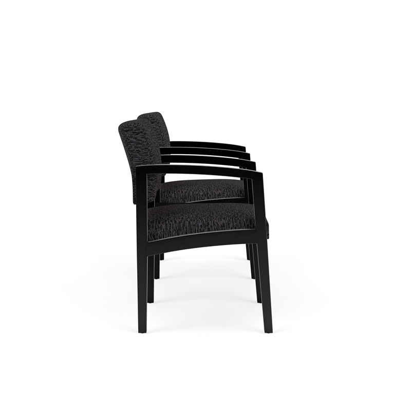 Lesro Industries Wood Reception 2 Chairs With Center Table in Black