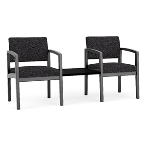 Lesro Industries Wood Reception 2 Chairs With Center Table in Black