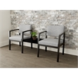 Lesro Industries Wood Reception 2 Chairs With Center Table in Gray