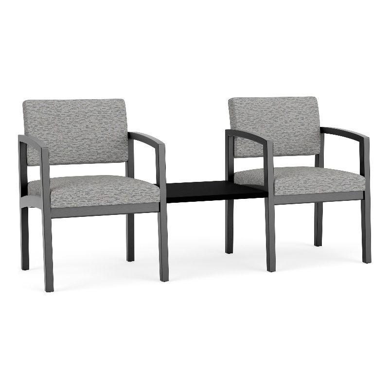 Lesro Industries Wood Reception 2 Chairs With Center Table in Gray