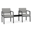 Lesro Industries Wood Reception 2 Chairs With Center Table in Gray