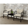 Lesro Industries Wood Reception 2 Chairs With Center Table in Brown
