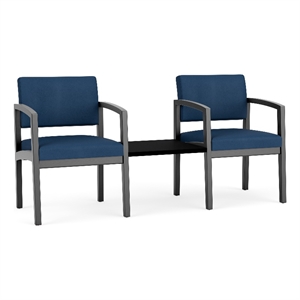 Lesro Industries Wood Reception 2 Chairs With Center Table in Blue