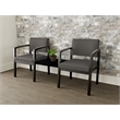 Lesro Industries Wood Reception 2 Chairs With Center Table in Gray