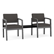 Lesro Industries Wood Reception 2 Chairs With Center Table in Gray