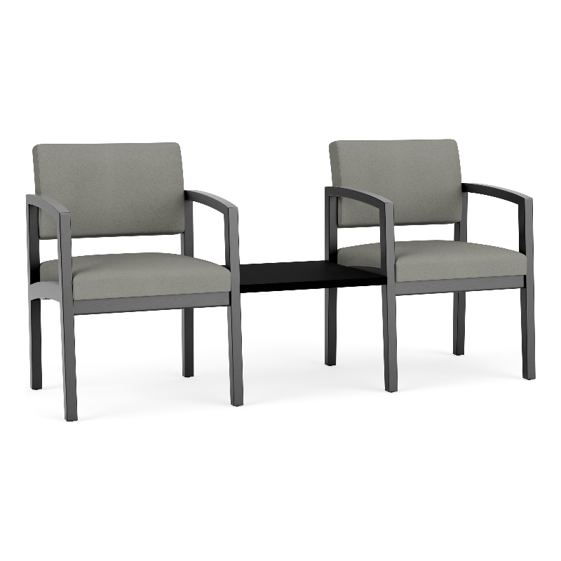 Lesro Industries Wood Reception 2 Chairs With Center Table in Gray