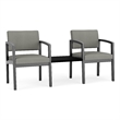 Lesro Industries Wood Reception 2 Chairs With Center Table in Gray