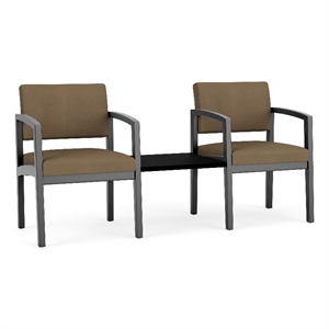 Lesro Industries Wood Reception 2 Chairs With Center Table in Brown