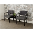 Lesro Industries Wood Reception 2 Chairs With Center Table in Gray