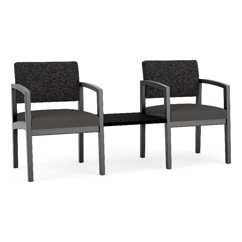 Lesro Industries Wood Reception 2 Chairs With Center Table in Gray