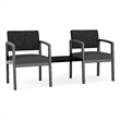 Lesro Industries Wood Reception 2 Chairs With Center Table in Gray