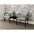 Lesro Industries Wood Reception 2 Chairs With Center Table in Gray