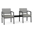 Lesro Industries Wood Reception 2 Chairs With Center Table in Gray