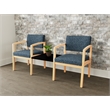 Lesro Industries Wood Reception 2 Chairs With Center Table in Blue
