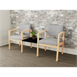 Lesro Industries Wood Reception 2 Chairs With Center Table in Gray