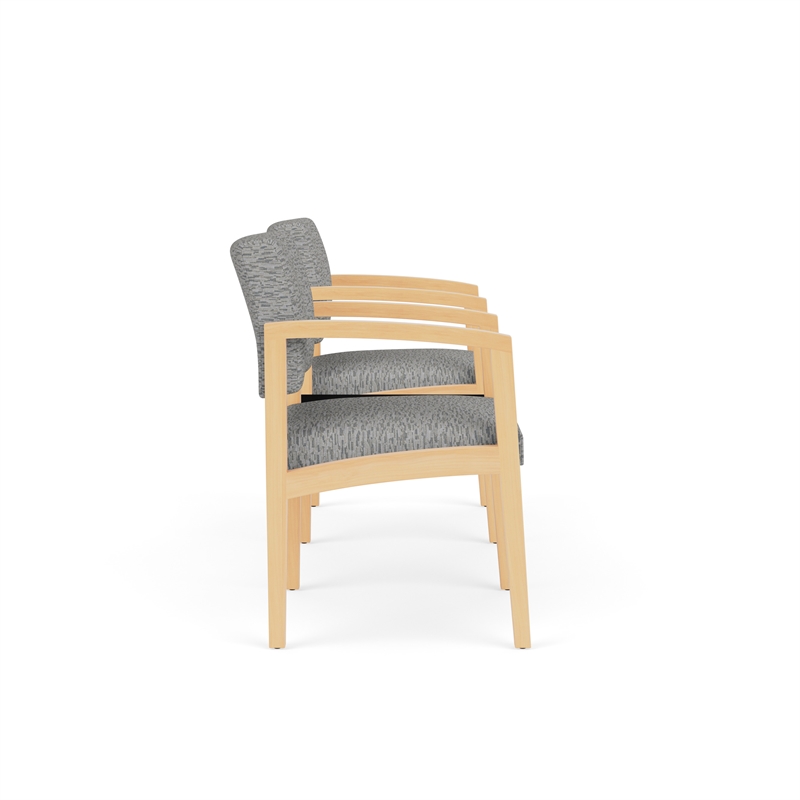 Lesro Industries Wood Reception 2 Chairs With Center Table in Gray