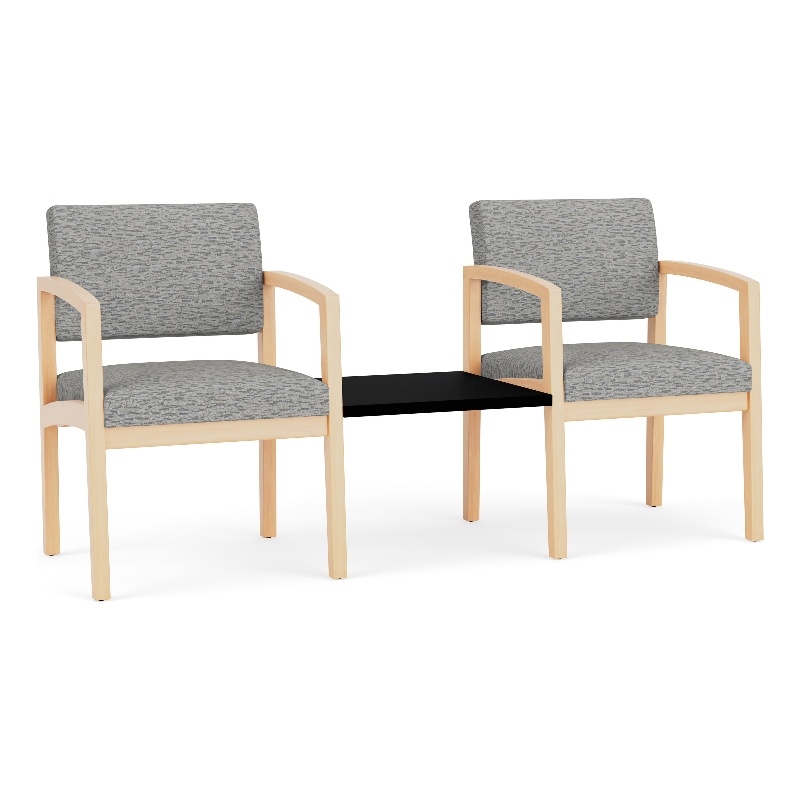 Lesro Industries Wood Reception 2 Chairs With Center Table in Gray
