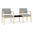 Lesro Industries Wood Reception 2 Chairs With Center Table in Gray