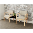 Lesro Industries Wood Reception 2 Chairs With Center Table in Brown