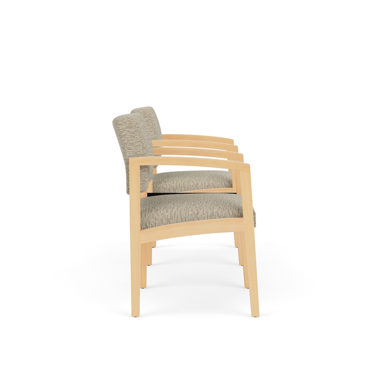 Lesro Industries Wood Reception 2 Chairs With Center Table in Brown