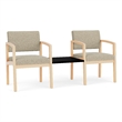 Lesro Industries Wood Reception 2 Chairs With Center Table in Brown