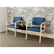 Lesro Industries Wood Reception 2 Chairs With Center Table in Blue